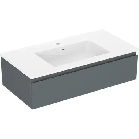 Kúpeľňový nábytok MEXEN/S - Orio kúpeľňová skrinka 90 cm s umývadlom Otis, 1 šuplík, grafit mat/biela mat 91A10-09023-1-BF66-W18M01