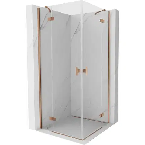 Sprchovacie kúty MEXEN/S - Mist H Duo sprchovací kút dvere krídlové 95 x 95, transparent, meď kartáčovaná 8A5-095L-095P-65-00