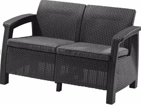 Lavice z umelého ratanu KETER Záhradná pohovka GREEK LOVE SEAT | grafit