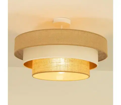 Svietidlá  Prisadený luster WENTA, 1×E27, 60 W, 230 V, priemer 50 cm, juta/béžová H0719