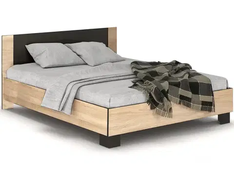 Postele NABBI Verify LB-140 manželská posteľ s roštom 140x200 cm dub sonoma / wenge