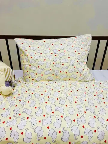 Detské obliečky Obliečky bavlnené detské Sloník žltý TiaHome - Detský set 130x90cm + 65x45cm