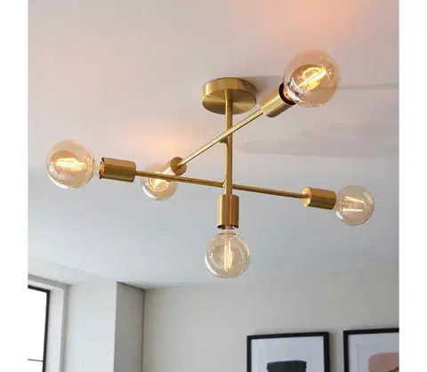 Svietidlá Endon 98786 - Luster na tyči SOHAN 5xE27/10W/230V mosadz 98786