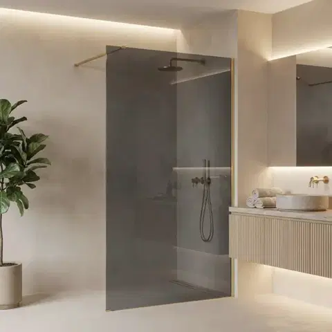 Sprchové dvere REA/S - Sprchová zástena Flexi Grey / Brush Gold 120 KPL-K99282