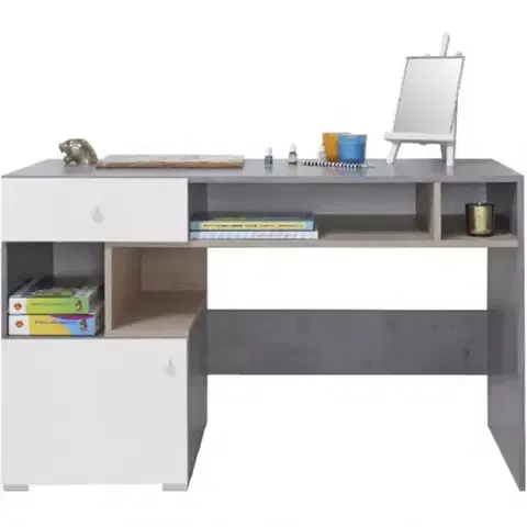 Písacie stoly Písací stôl Sigma betón/biela/dub 125 SI10