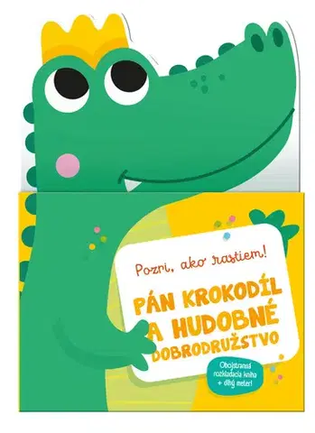 Leporelá, krabičky, puzzle knihy Pán krokodíl a hudobné dobrodružstvo. Obojstranná rozkladacia kniha + dlhý meter!