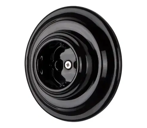Predlžovacie káble Bohemia-Design - Porcelánová retro domová zásuvka s rámčekom SCHUKO 250V/16A čierna K1-R52AG-BL