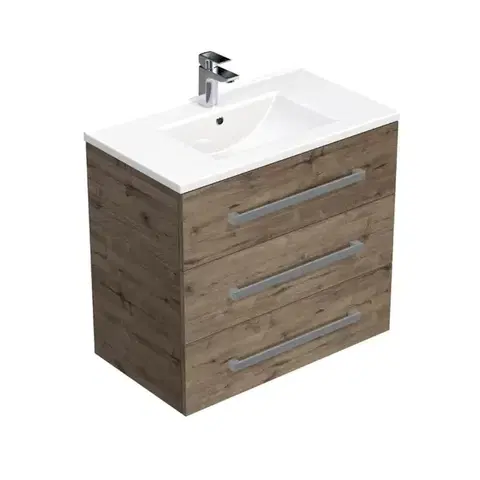 Kúpeľňový nábytok Kúpeľňová skrinka s umývadlom SAT Cube Way 80x76,5x46 cm dub Wellington mat CUBE46803DWMOD CUBE46803DWMOD