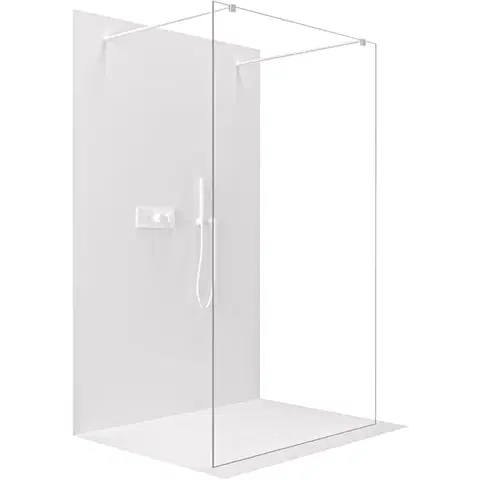 Sprchové dvere CERANO - Sprchová zástena Walk-in Onyx Duo Ľ/P - 8 mm - hranatá vzpera - biela matná, transparentné sklo - 150x200 CER-8050BD1801