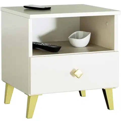 Nočné stolíky MEJBY elegantný nočný stolík K-01, kašmír/zlatá