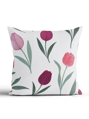 Dekoračné obliečky MKLozkoviny.sk Bavlnená obliečka na vankúš Renforcé 40 × 40 cm - Kvety tulipánov fialovej-  -