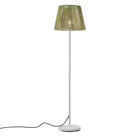 Vonkajšie stojanové svietidlá Vonkajšia stojaca lampa biela so zeleným lanovým tienidlom IP44 - Virginia Jayla