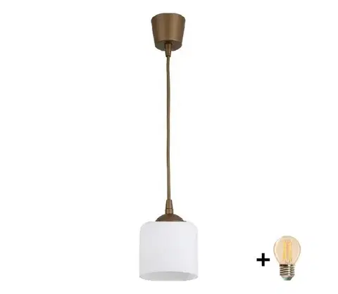 Svietidlá BRILAGI - LED luster na lanku RETRO GLASS 1xE27/60W/230V pr. 10 cm hnedá/biela NSTK7006+TK8611A