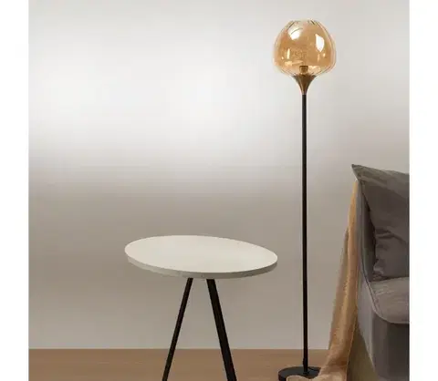 Lampy ONLI - Stojacia lampa ELIDE 1xE27/15W/230V čierna/medená 5108/PT