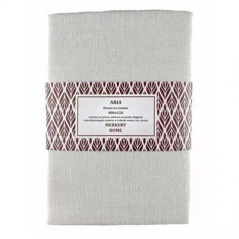 Záclony do obývačky Záclona na páske  ARIA polyester ecru 400x120 Merkury Home