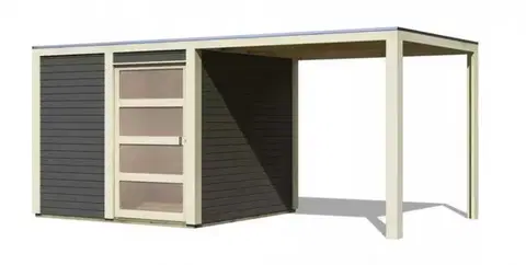Drevené Drevený záhradný domček QUBIC 1 s prístavkom 240 Lanitplast