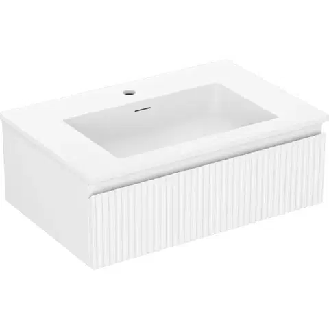 Kúpeľňový nábytok MEXEN/S - Rivel kúpeľňová skrinka 70 cm s umývadlom Otis, 1 šuplík, reliéf, biela mat 91A20-07023-1-BF01-W18M01