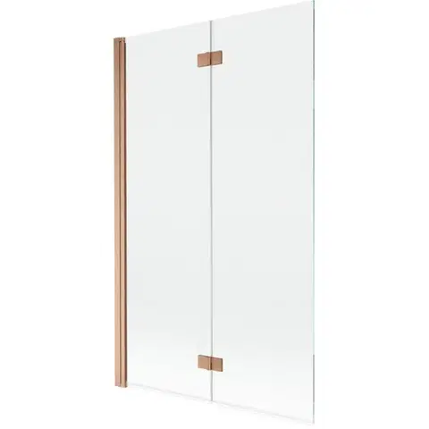 Sprchové dvere MEXEN - MIST vaňová zástena 110x150 cm 6mm 2-s, meď kartáčovaná, číra, ľavá 8A9-110-002-65-00-L