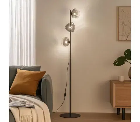 Lampy BRILAGI - Stojacia lampa VULCANO 3xG9/8W/230V čierna/dymová čierna 16203