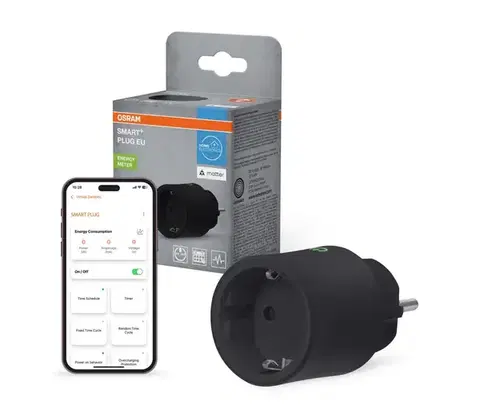 Predlžovacie káble Osram - Inteligentná zásuvka SMART+ MATTER SCHUKO 2300W/230V/10A Wi-Fi čierna 4099854419225