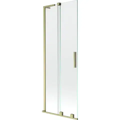 Sprchové dvere MEXEN/S - Velar L dvojkrídlová posuvná vaňová zástena 75 x 150, transparent, zlatá kartáčovaná 896-075-003-01-55