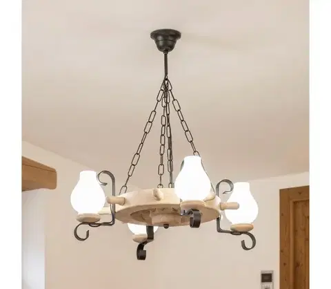 Svietidlá BRILAGI - Luster na reťazi TIMONA 4xE14/40W/230V dub EX-01094