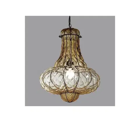 Svietidlá SIRU - Luster na reťazi DOGE 1xE27/60W/230V pr. 30 cm béžová/čierna benátske sklo MS118-035ABB