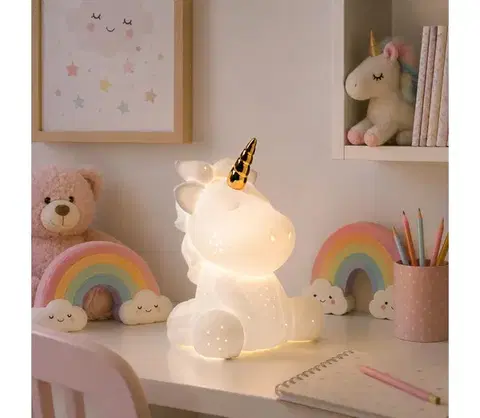 Lampy ONLI - Stolová lampa PORCELLANA 1xE14/6W/230V 23,5 cm jednorožec 095/L