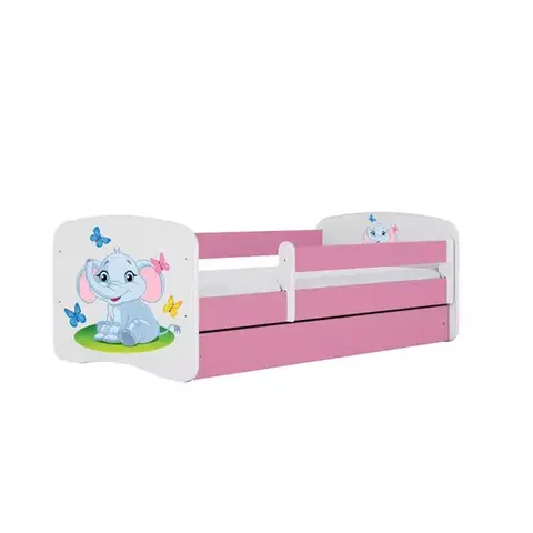 Postele pre dievčatá Detská Posteľ. Babydreams+Sz+M Ružová 80x180 Slon