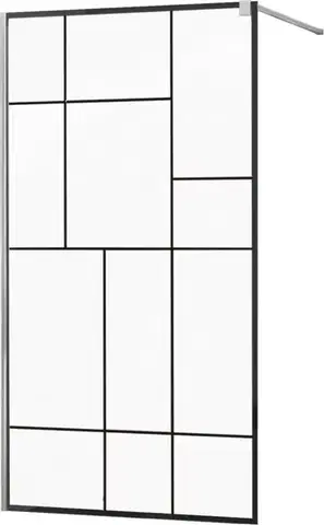 Sprchové dvere MEXEN/S - KIOTO Sprchová zástena WALK-IN 90x200 cm 8 mm, chróm, čierny vzor 2 800-090-101-01-78