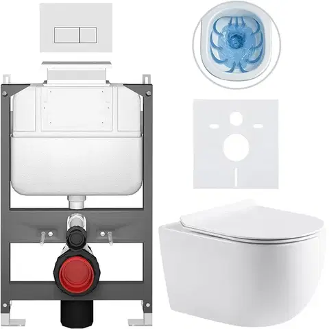 Záchody CERANO - Kompletný WC set Basic/Felci - biela lesklá - WC tlačidlo Modulo/Biela - ovládanie zhora - predstenová inštalácia - 53x37 CER-8050BD86090