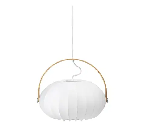 Svietidlá Halo Design 746347 - Závesné svietidlo s lankom DC 1xE27/40W/230V pr. 40 cm biela/dub 746347
