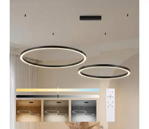 Svietidlá BRILAGI - LED stmievateľný luster na lane PORTOFINO LED/98W/230V čierna + diaľkové ovládanie BRI515