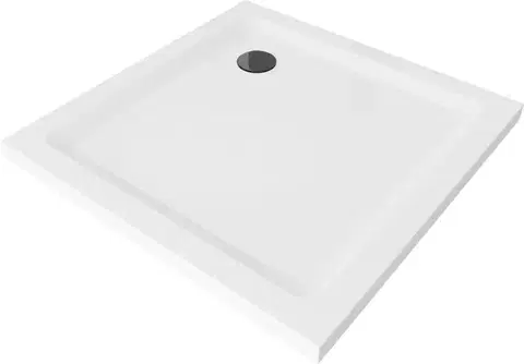Vane MEXEN/S - Flat sprchová vanička štvorcová slim 90 x 90, biela + čierny sifón 40109090B