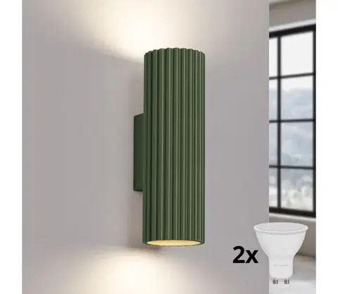 Svietidlá BRILAGI - LED nástenné svietidlo CRESTO 2xGU10/10W/230V 20 cm zelené BR.1657