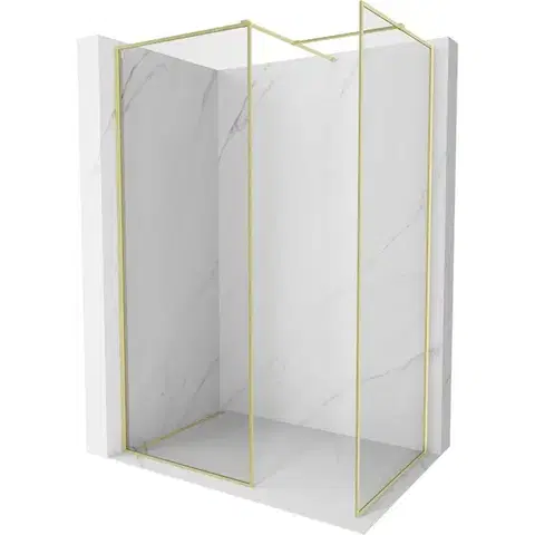 Sprchové dvere MEXEN/S - Kyoto-F Sprchová zástena WALK-IN s rámom 180 x 70, transparent 8 mm, zlato kefovaná 800-180-202-04-55-070