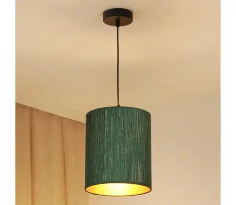 Svietidlá BRILAGI - Luster na lanku BOSTON ROLLER 1xE27/15W/230V pr. 21 cm zelená/zlatá 609074