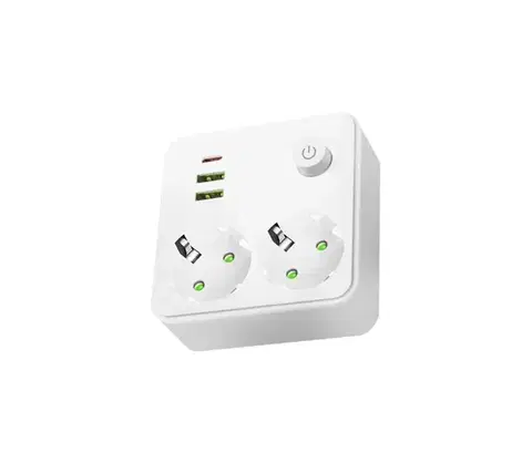 Predlžovacie káble  Rozbočovacia zásuvka s vypínačom LINEA 2x230V + 3xUSB A/C SCHUKO biela 004317