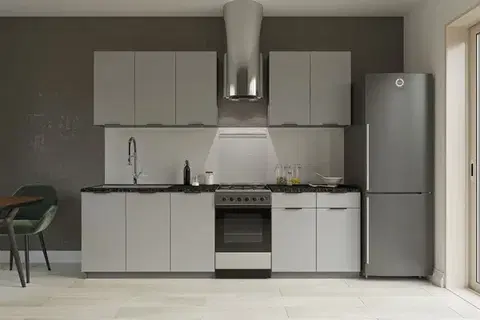 Kuchynské linky SiLVER jednoduchá kuchynská linka 200 cm, bledosivá