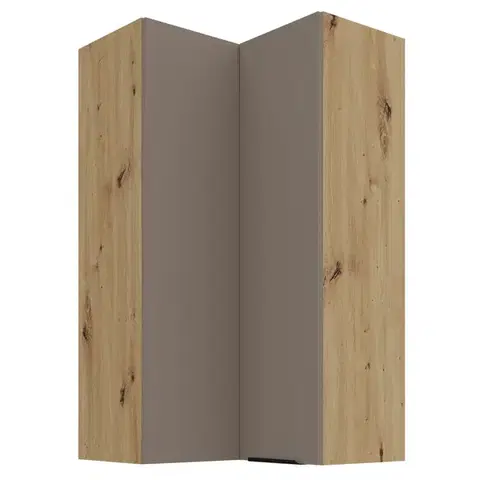 Kuchynské horné skrinky KONDELA Frisbo 60x60 GN-108 2F horná rohová kuchynská skrinka sandgrau / dub artisan
