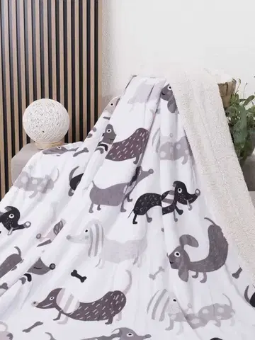 Deky MKLozkoviny.sk Baránková deka mikroplyš 150 × 200 cm – Psíky