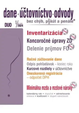 Dane, účtovníctvo Dane účtovníctvo odvody 1 2024 - Inventarizácia majetku a záväzkov