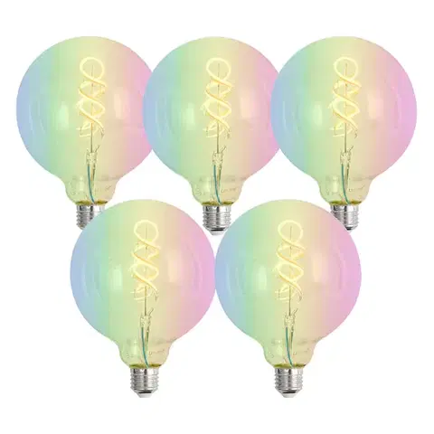 LED osvetlenie Sada 5 ks Inteligentné stmievateľné LED žiarovky E27 G125 RGBW 4W 250lm 2700K