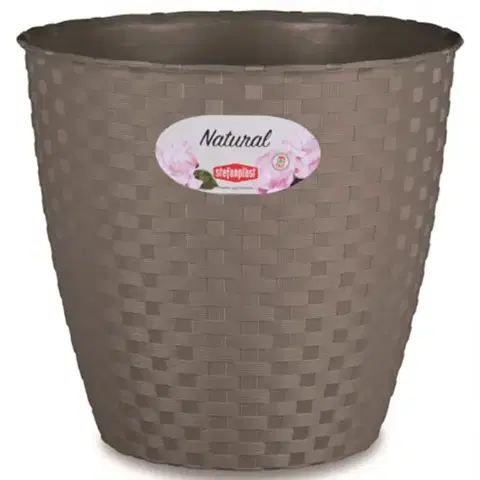 Záhrada Obal na kvetináč NATURAL plastový 14x13 cm sivohnedý