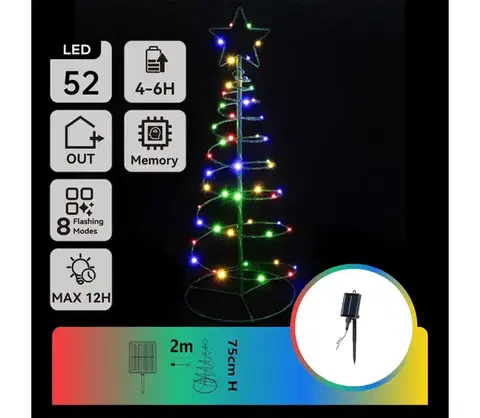 Vianočné dekorácie  B.V.  - LED Solárna vianočná dekorácia LED/0,26W/3,7V 75cm IP65 multicolor B10201Q80