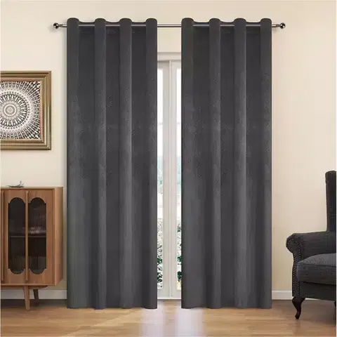 Závesy do spálne Záves na krúžkoch YC11940/200G/117/140x250 cm sivý