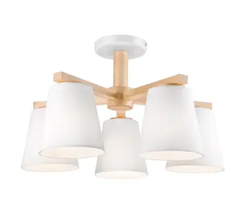 Svietidlá  Prisadený luster ELLIE 5xE27/60W/230V biela/buk LM-5.113