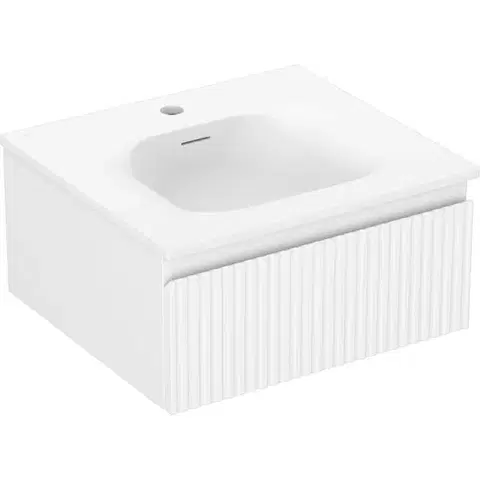 Kúpeľňový nábytok MEXEN/S - Rivel kúpeľňová skrinka 50 cm s umývadlom Vela, 1 šuplík, reliéf, biela mat 91A20-05023-1-BF01-W23M01