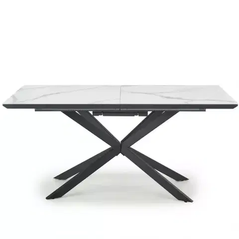 Stoly v podkrovnom štýle Rozkladací stôl Diesel 160/200x90cm Biely Marmur/Tmavé Popolavý/Čierna