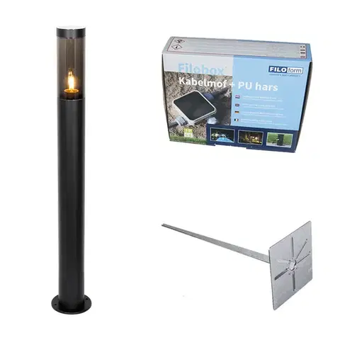 Zahradne stlpove lampy Moderné čierne vonkajšie stojanové svietidlo 80 cm IP44 - Rox